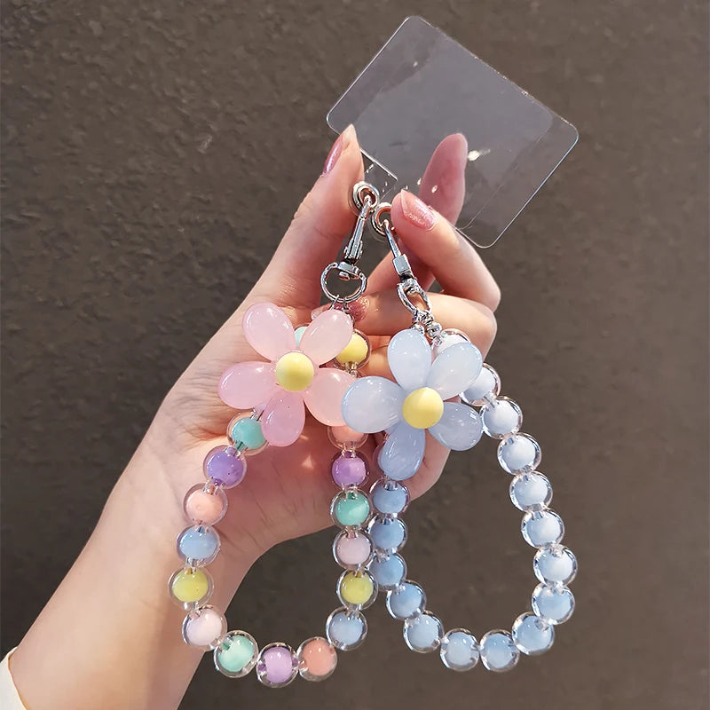 Phone Anti-lost Lanyard Key Short Wrist Pendant Colorful Macaron Round