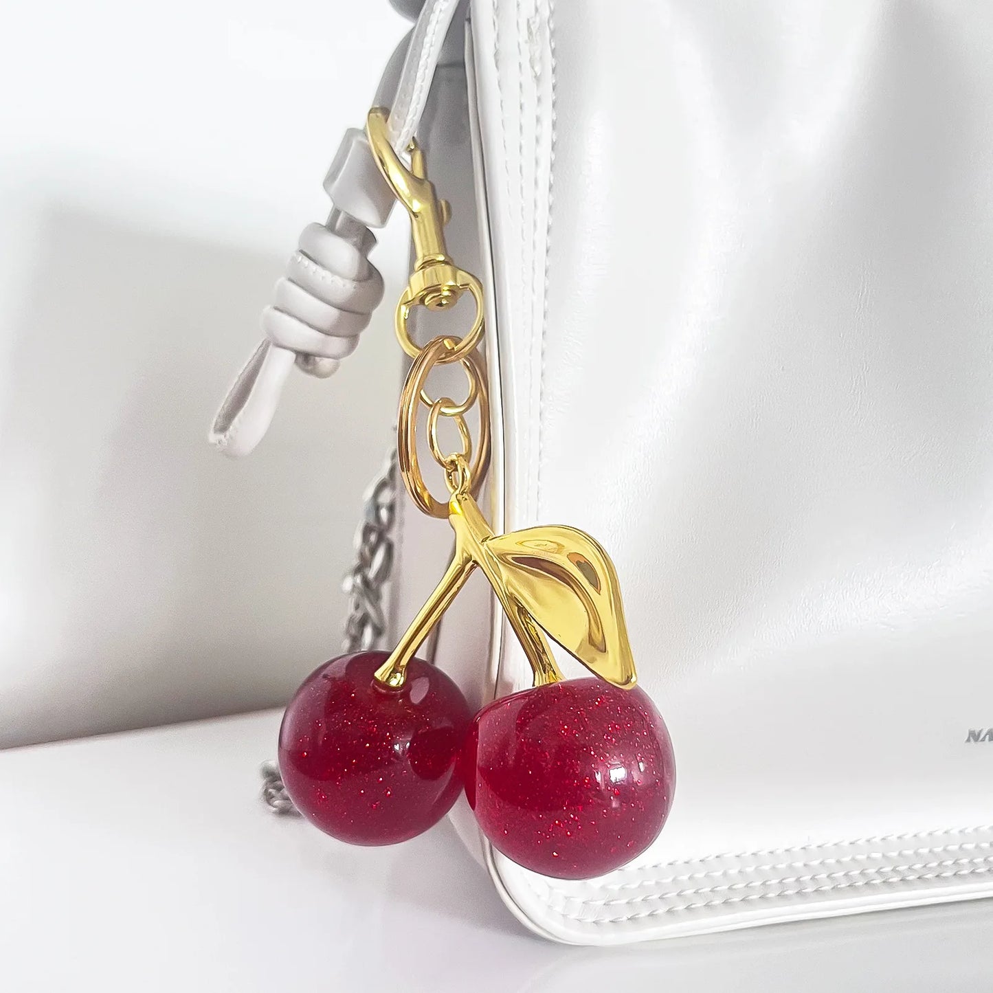 Trendy Cherry Charm Accessory For Women's Bag or Keychain Pendant