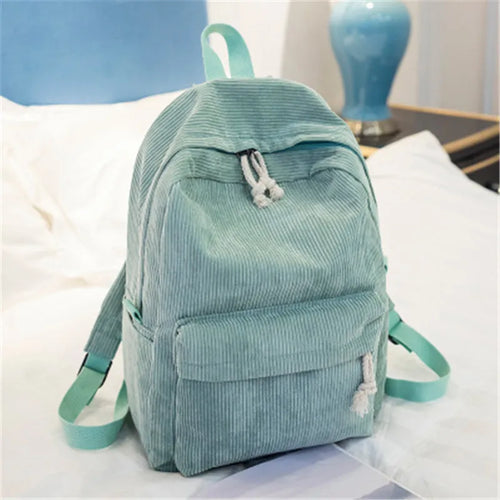 Corduroy Women Schoolbag Backpack Training Anti-theft Shoulder Bag For
