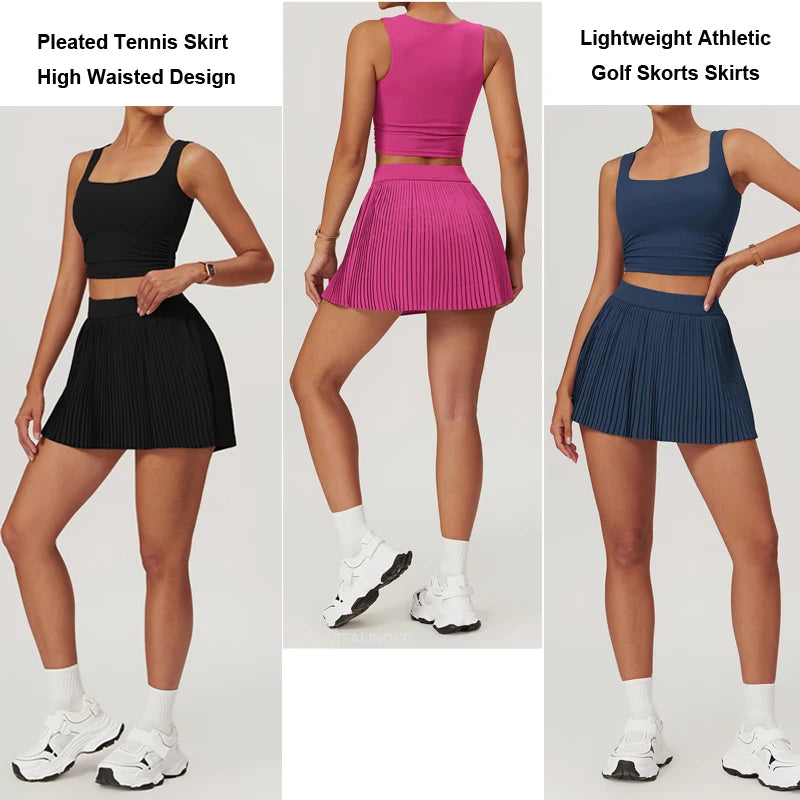 VITALINOVO Women's Tennis Golf Skirts High Waisted with Pockets Inner