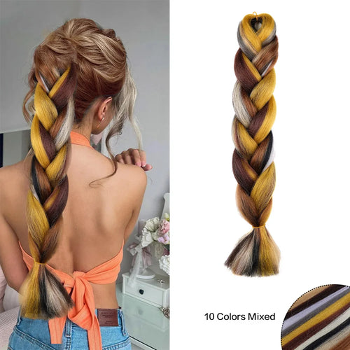 Jumbo Braiding Hair Rainbow Colors Extensions Fiber Mix Four Silky