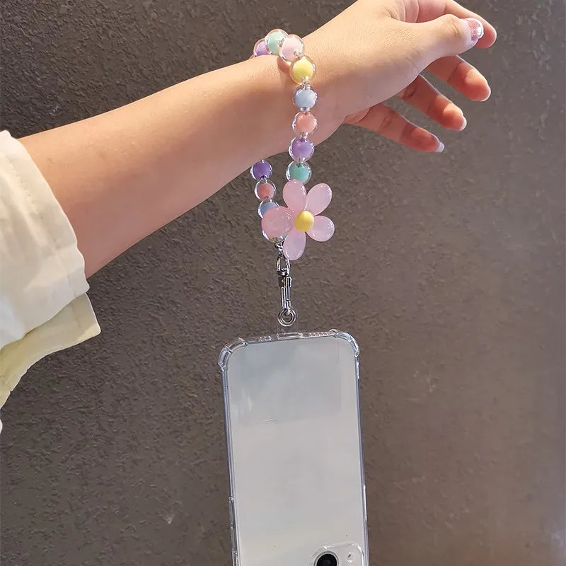 Phone Anti-lost Lanyard Key Short Wrist Pendant Colorful Macaron Round