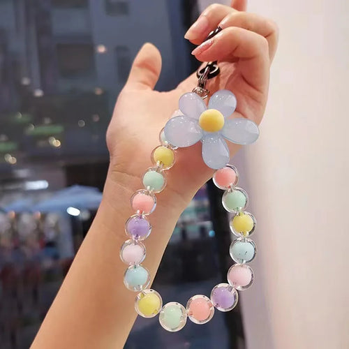 Phone Anti-lost Lanyard Key Short Wrist Pendant Colorful Macaron Round