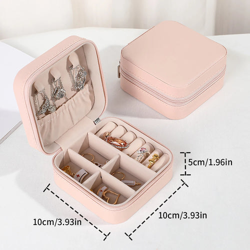 PU Leather Jewelry Mini Storage Box Travel Home Bracelet Earrings