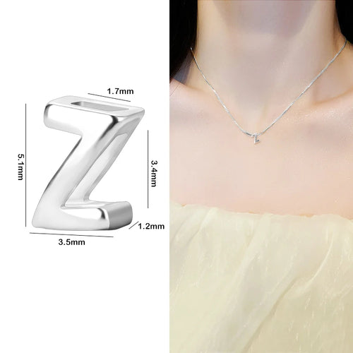 1PCS 925 Sterling Silver Letter Beads Silver Charms A-Z DIY Loose