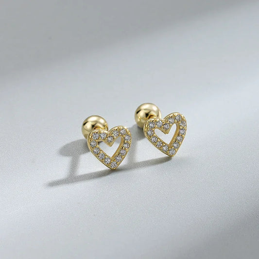 New Fashion Heart Stud Earrings for Women Hypoallergenic Screw