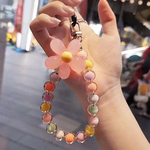 Phone Anti-lost Lanyard Key Short Wrist Pendant Colorful Macaron Round