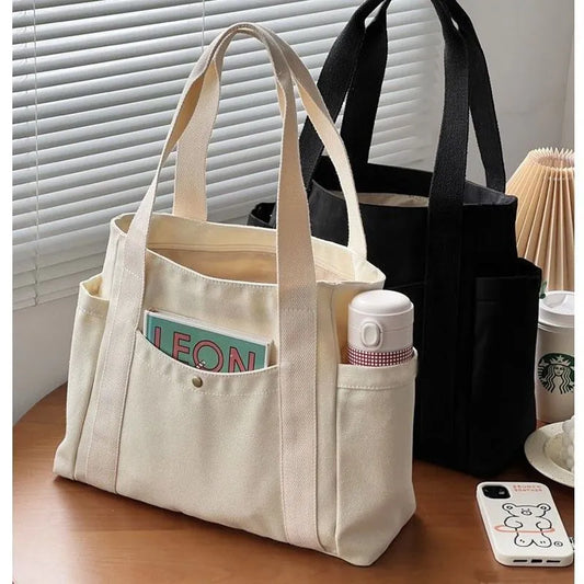 Large Capacity Canvas Tote Bags for Work Commuting Carrying Bag
