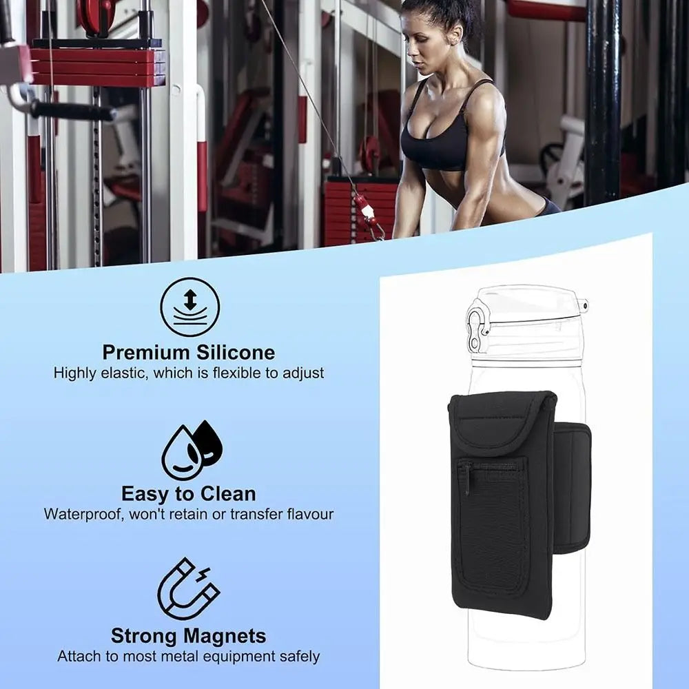 Magnetic Gym Water Bottle Bag Holder, Built-in Magnet for Easy