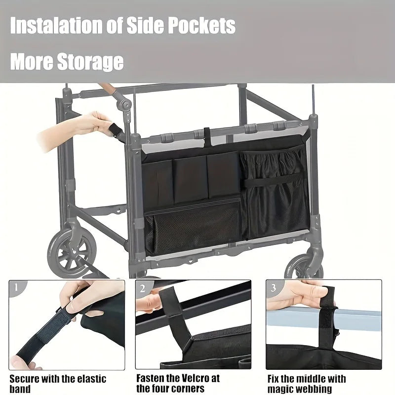 Wagon Organizer Accessories, Heavy Duty Utility Storage Bag with Side