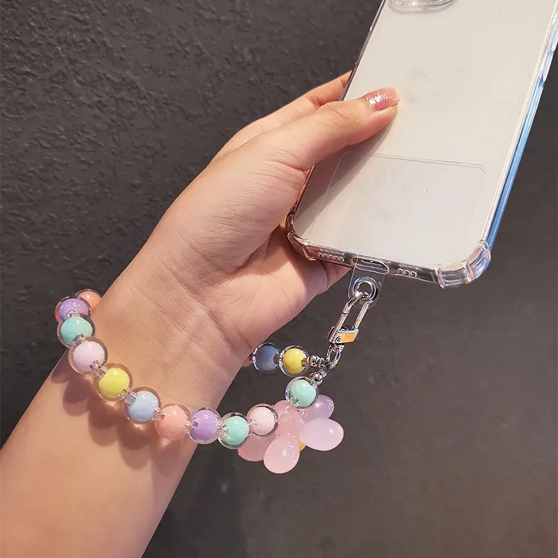 Phone Anti-lost Lanyard Key Short Wrist Pendant Colorful Macaron Round