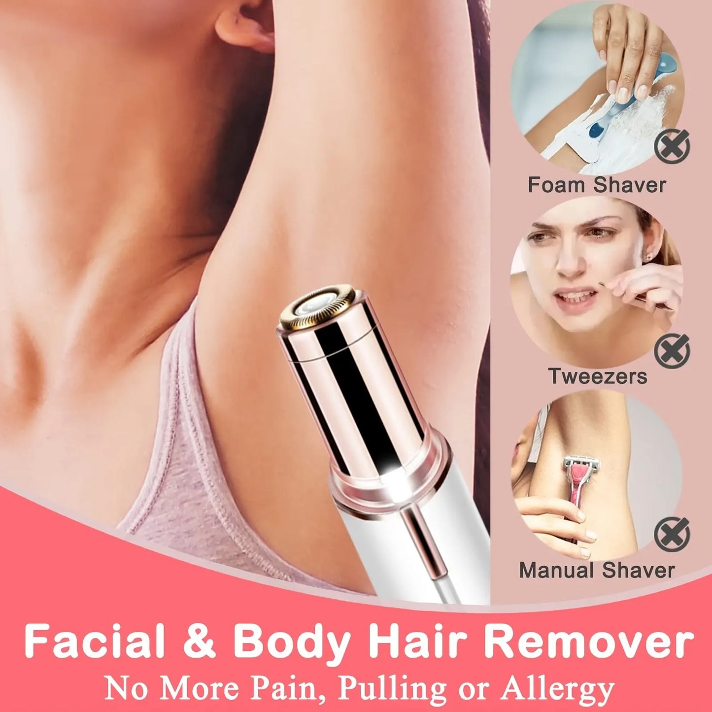 Portable Lipstick Shaped Electric Hair Remover For Women Painless And