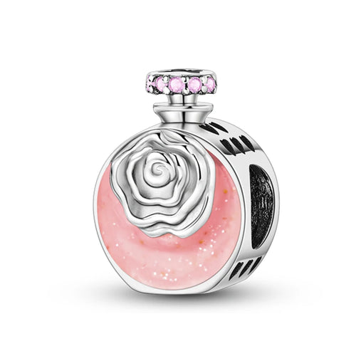 S925 Silver Color Butterfly Daisy Rose Crown Perfume Charms Beads Fit