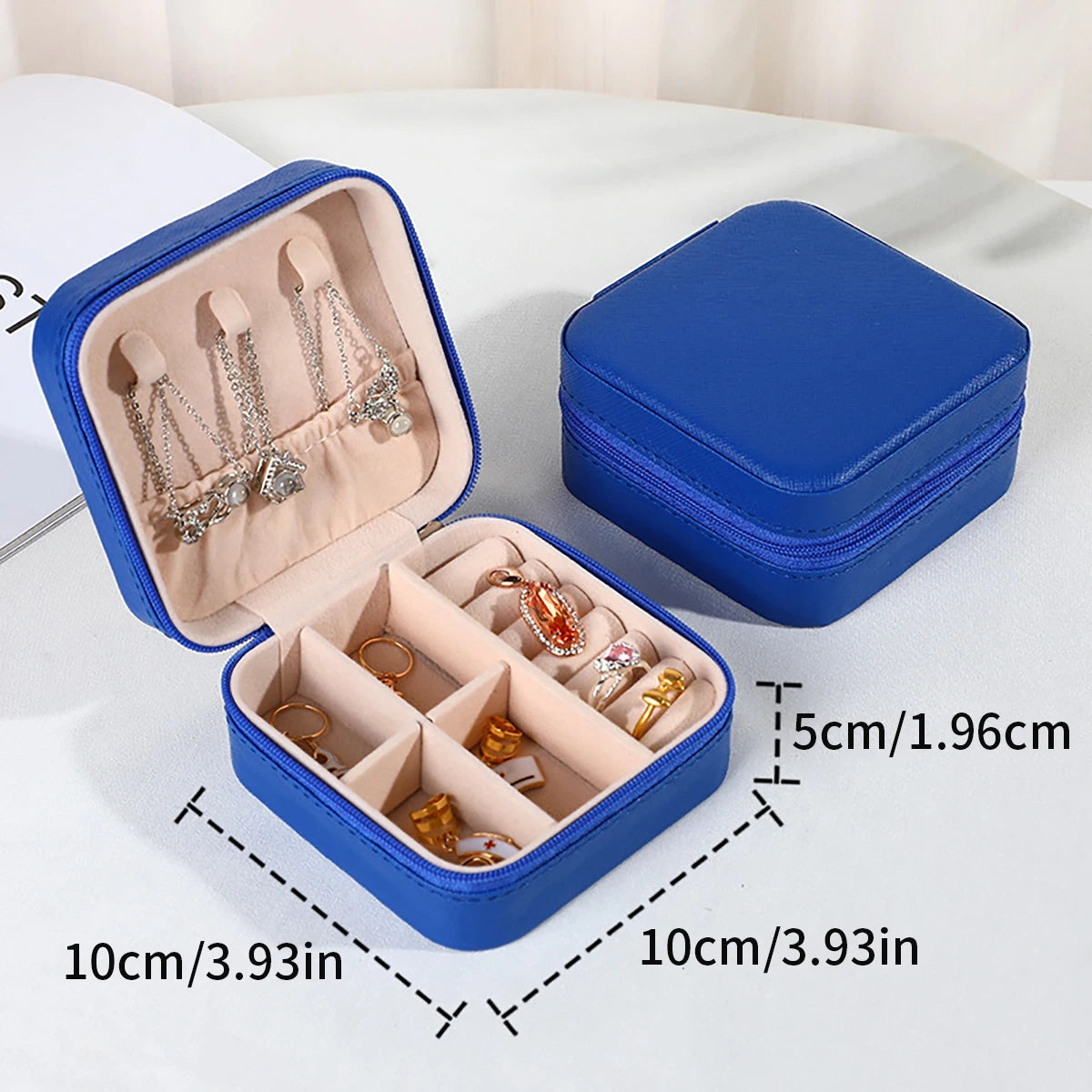 PU Leather Jewelry Mini Storage Box Travel Home Bracelet Earrings