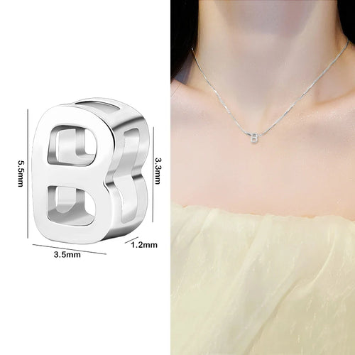 1PCS 925 Sterling Silver Letter Beads Silver Charms A-Z DIY Loose
