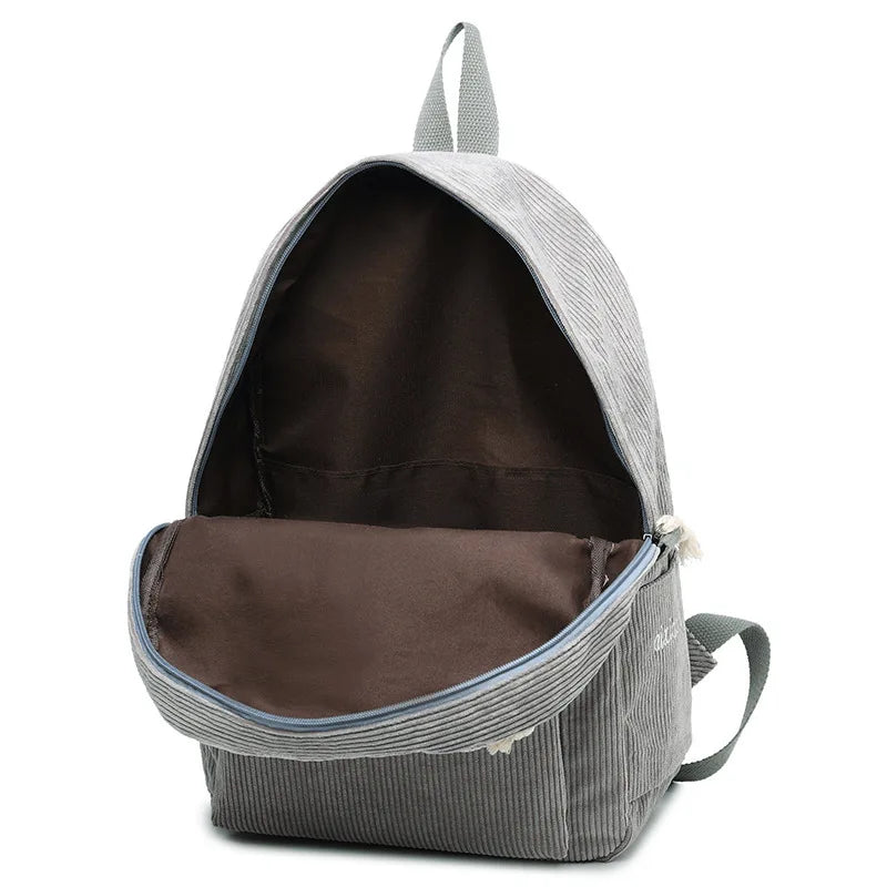 Corduroy Women Schoolbag Backpack Training Anti-theft Shoulder Bag For