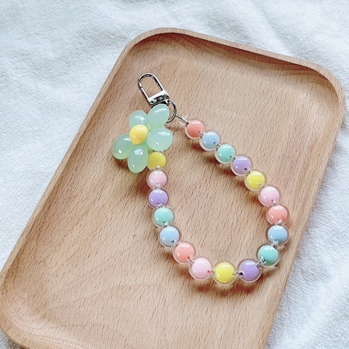 Phone Anti-lost Lanyard Key Short Wrist Pendant Colorful Macaron Round