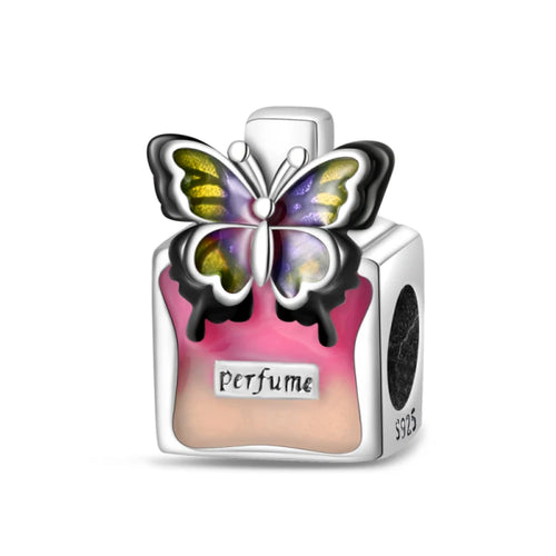 S925 Silver Color Butterfly Daisy Rose Crown Perfume Charms Beads Fit