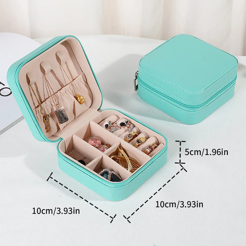 PU Leather Jewelry Mini Storage Box Travel Home Bracelet Earrings