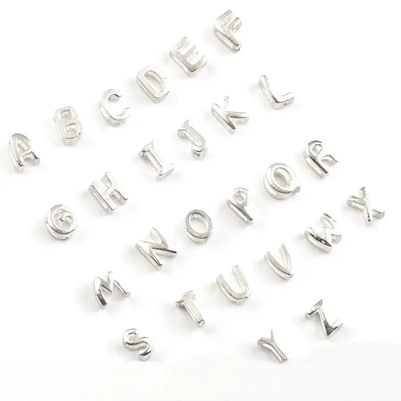 1PCS 925 Sterling Silver Letter Beads Silver Charms A-Z DIY Loose