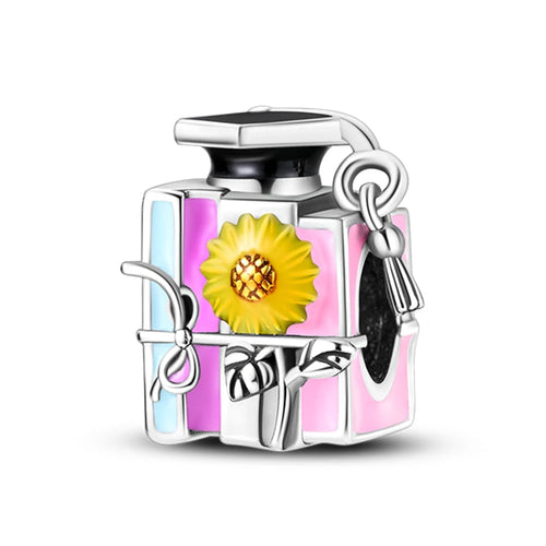 S925 Silver Color Butterfly Daisy Rose Crown Perfume Charms Beads Fit