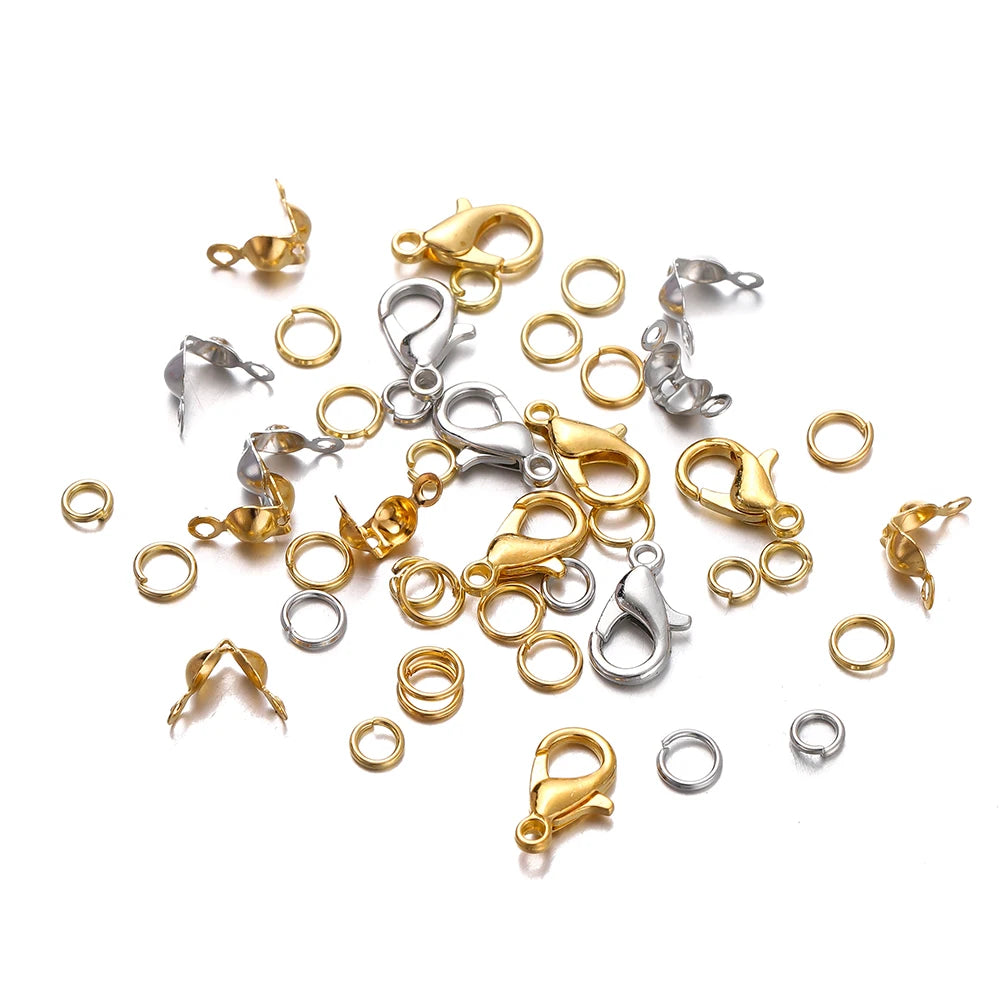 1Box Jewelry Making Kits Lobster Clasp Open Jump Rings End Crimps