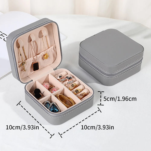 PU Leather Jewelry Mini Storage Box Travel Home Bracelet Earrings