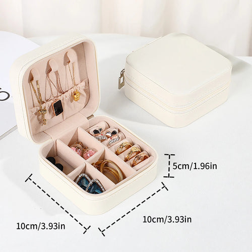 PU Leather Jewelry Mini Storage Box Travel Home Bracelet Earrings