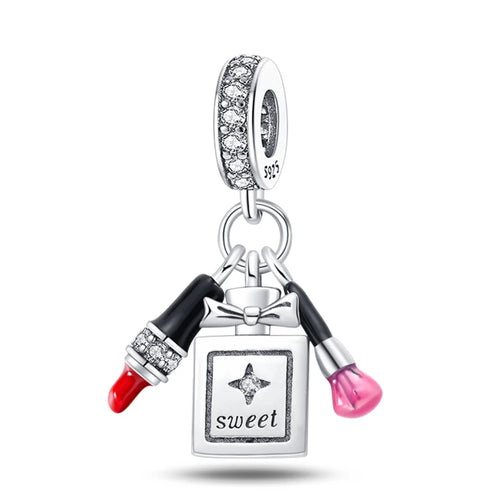 S925 Silver Color Butterfly Daisy Rose Crown Perfume Charms Beads Fit