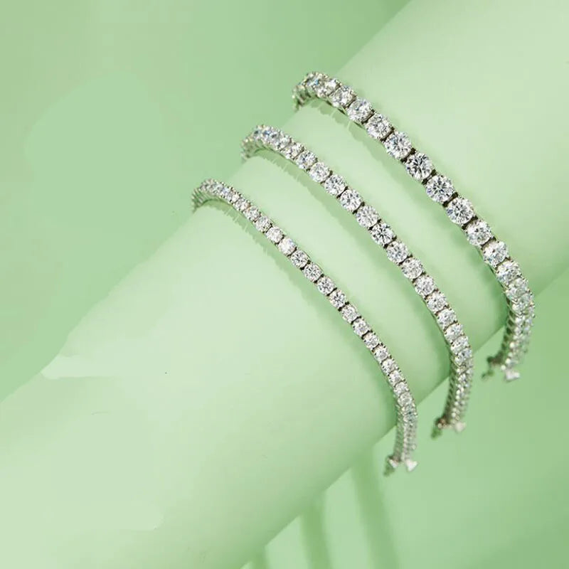 Real 3MM D VVS Moissanite Tennis Bracelet Passes Diamond Sparkling