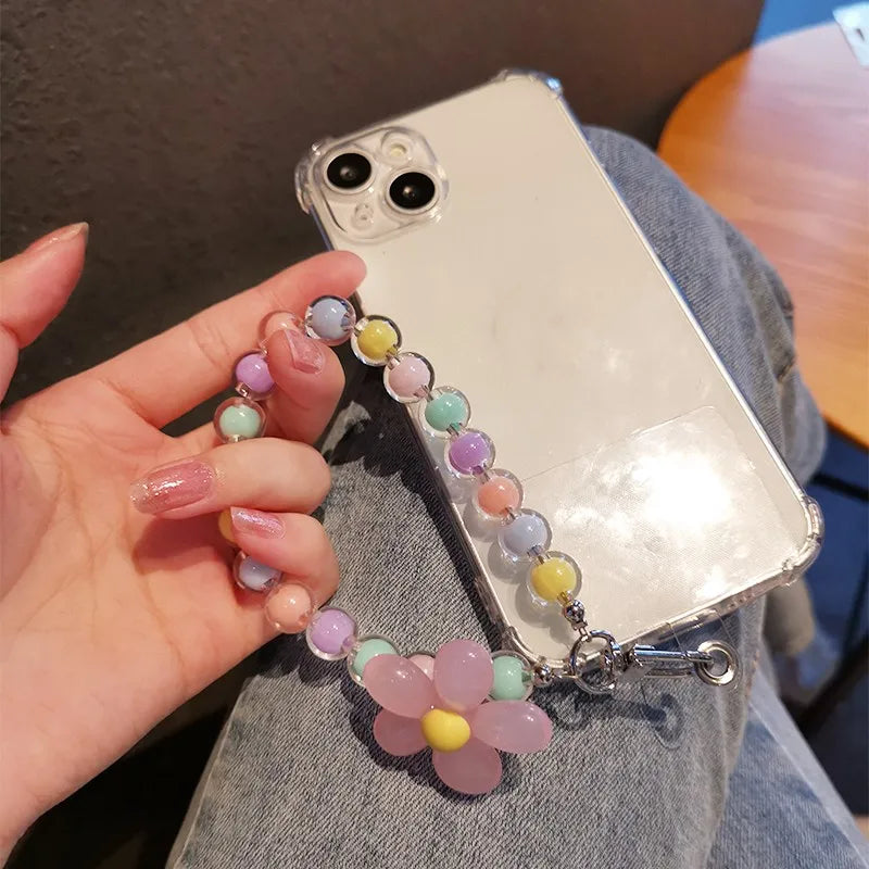 Phone Anti-lost Lanyard Key Short Wrist Pendant Colorful Macaron Round