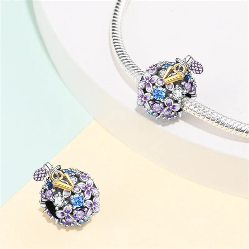 S925 Silver Color Butterfly Daisy Rose Crown Perfume Charms Beads Fit