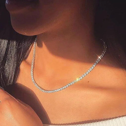 Sexy Choker Iced Out Tennis Chain Necklace For Women Luxury Cubic