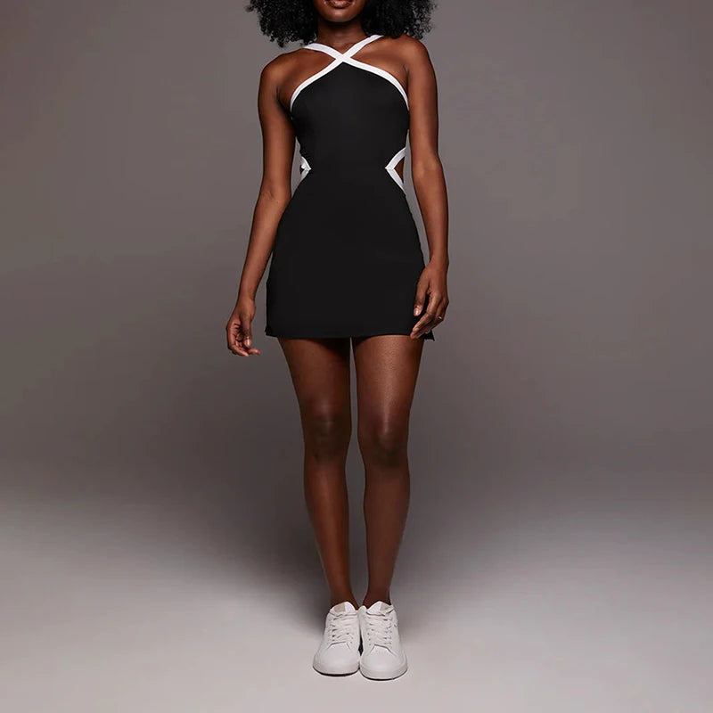 Sean Tsing® Sport Dresses with Bra Shorts Women Adjustable Strap